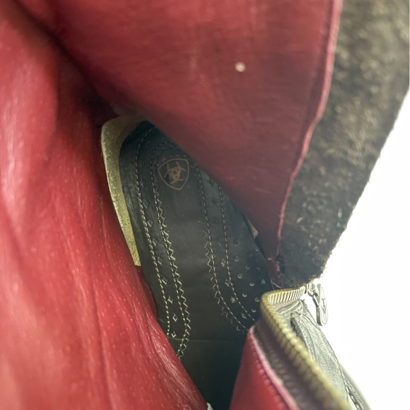 Ariat Tall Strappy Buckle Side Zip Cowboy Bike Black Leather Boots - Picture 10 of 10